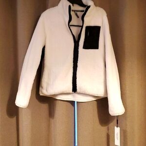 Calvin Klein sz Medium white fleece zip up. Brand new with tags